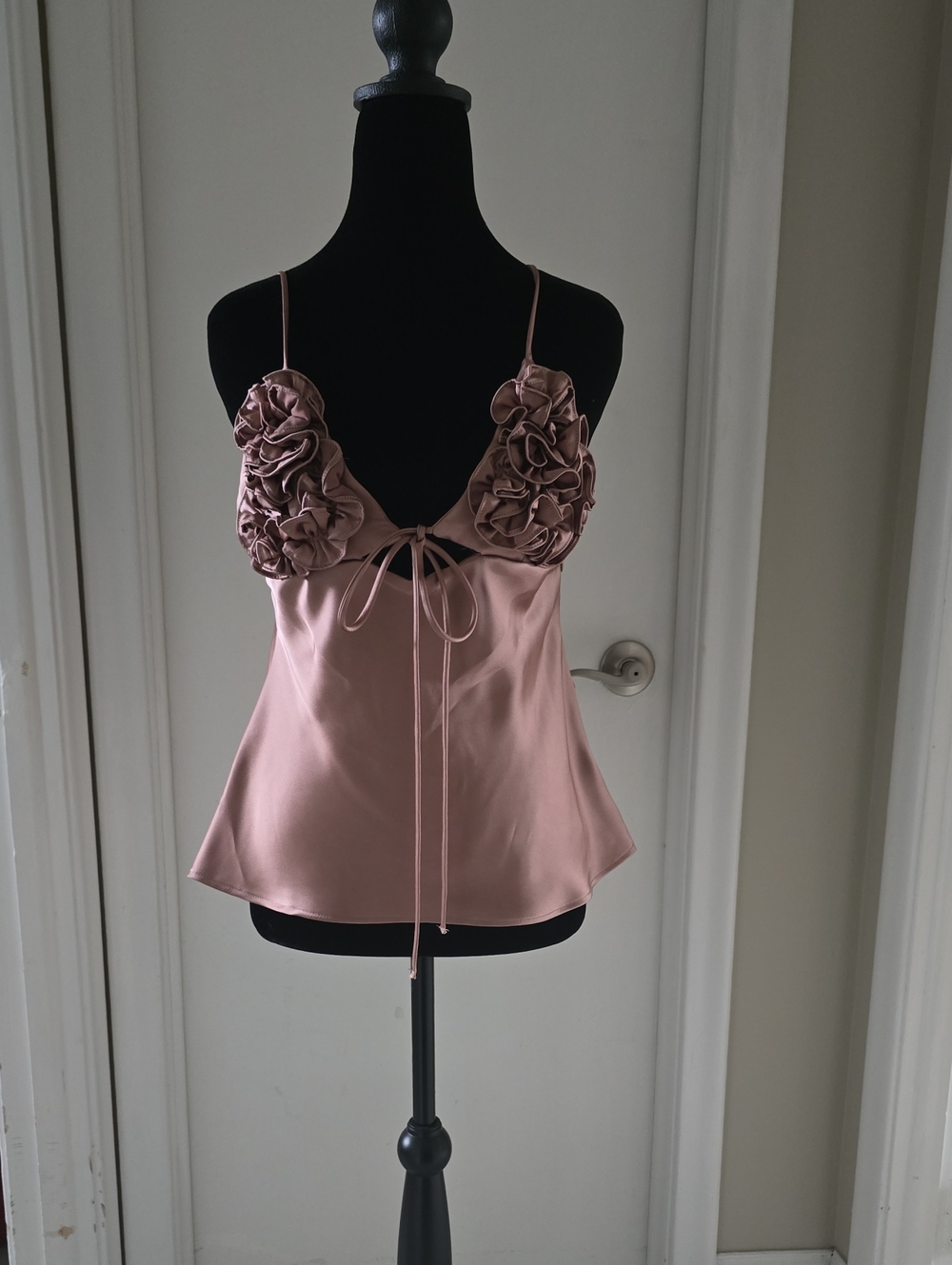 Zara Dusty Rose Satin Floral Cami